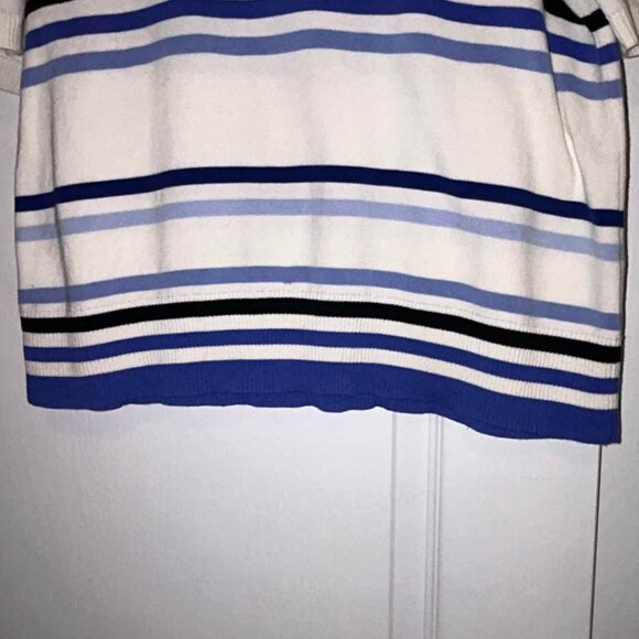 Talbots elbow sleeve blue and ivory stripe sweater top woman's size XLP - Picture 5 of 7